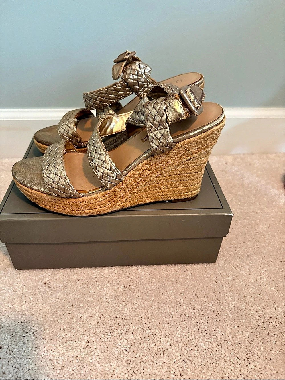 Unisa Metallic Wedge Sandals US 9 W